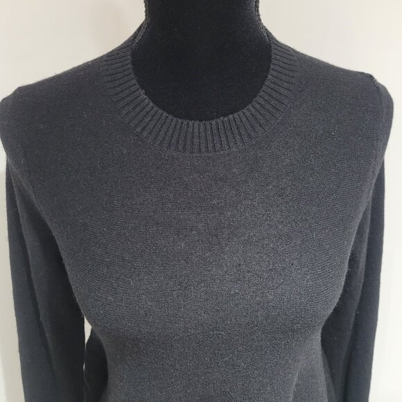 COS Long Sleeve Wool Blend Gathered Back Belted Peplum Sweater Size XS Black - Picture 4 of 12